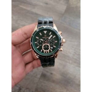 Reward  Mens Chronograph Watch Green Dial Rose Gold Case